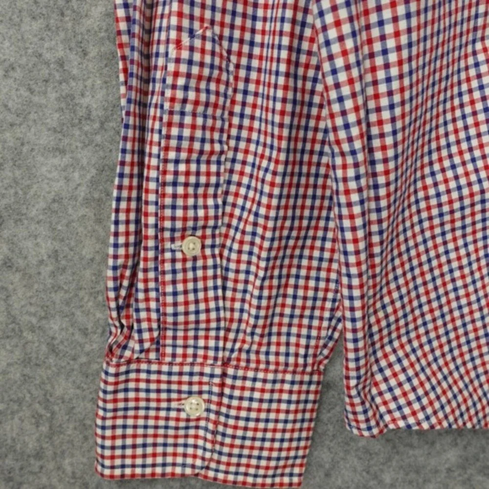 POLO RALPH LAUREN Gingham Shirt Mens 17.5 XL Blue Red Regent Custom Vintage
